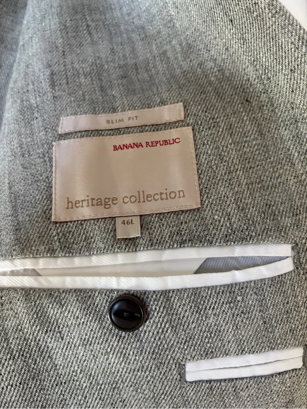 Banana Republic Men’s Heritage Collection Gray Slim Fit Linen-Blend Blazer 46L